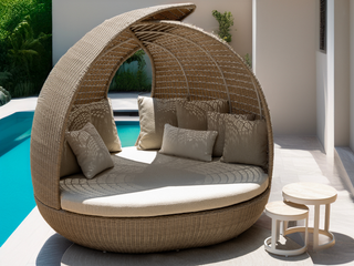 Lotus Outdoor Daybed in Elk / Beech