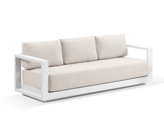 Milos Outdoor Lounge in White / Pebble / 3 Seater