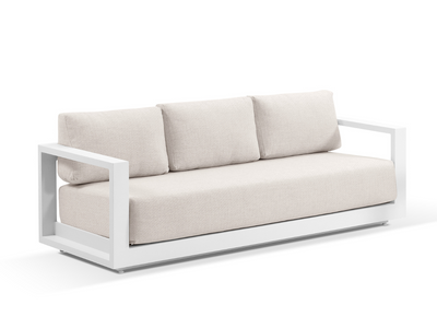 Milos Outdoor Lounge in White / Pebble / 3 Seater