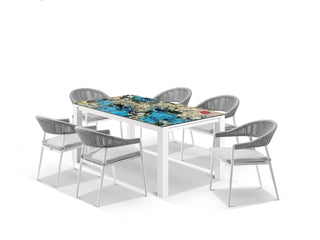 Domiziani Lava Stone Table & Nivala Chairs | Outdoor Dining Setting in White / Luna Rossa / Frost Grey / 7pc 165cm_1