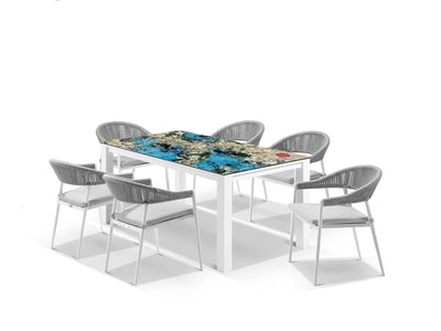 Domiziani Lava Stone Table & Nivala Chairs | Outdoor Dining Setting in White / Luna Rossa / Frost Grey / 7pc 165cm_1