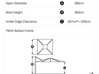 Lynden 280 Square Outdoor Cantilever Umbrella in Charcoal Texture 1