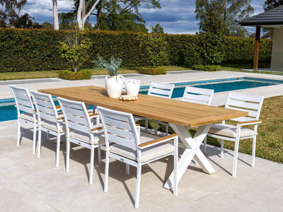 Lyon Table with Twain Teak Chairs 9pc Outdoor Dining Setting_1