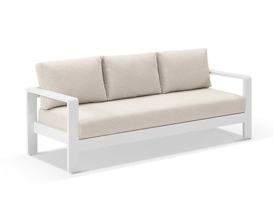 Malibu Sofa  | Outdoor Lounge Setting in White / Beech / 5 Seater / Milos Coffee Table Set_4
