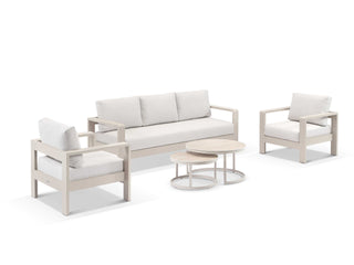 Malibu Sofa  | Outdoor Lounge Setting in Dune / Vanilla / 5 Seater / Milos Coffee Table Set_1
