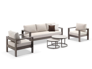 Malibu Sofa  | Outdoor Lounge Setting in Bronze / Cocoa / 5 Seater / Milos Coffee Table Set_1