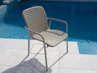 Marlow Outdoor Dining Chair in Dune / Oyster White - Grey Beige 2