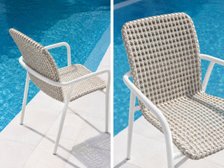 Marlow Outdoor Dining Chair in White / Oyster White - Grey Beige 2