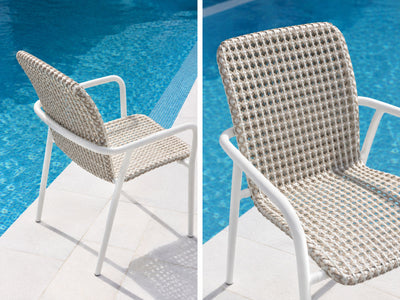 Marlow Outdoor Dining Chair in White / Oyster White - Grey Beige 2
