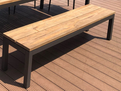 Marseille Outdoor Teak Bench - lifestyle.