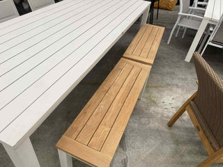 MELB CLEARANCE- Adele Table with Sevilla Chairs and Corfu Bench 7pc Outdoor Dining Setting_2