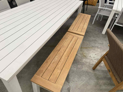 MELB CLEARANCE- Adele Table with Sevilla Chairs and Corfu Bench 7pc Outdoor Dining Setting_2