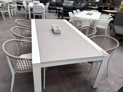 MELB FLOORSTOCK SALE - Adele Ceramic Extension 220-340cm with Mira Chairs 7pc Outdoor Dining Setting_1