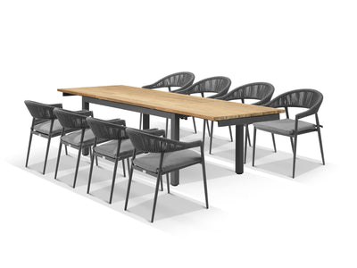 MELB CLEARANCE- Marseille 280 Extension table with Nivala Chairs - 9pc Outdoor Dining Setting_1