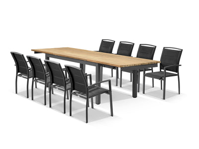 MELB CLEARANCE- Marseille 280 Extension table with Verde Chairs - 9pc Outdoor Dining Setting_1