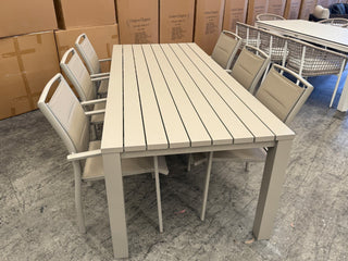 MELB CLEARANCE- Adele Table with Verde Chairs 7pc Dining Setting_1