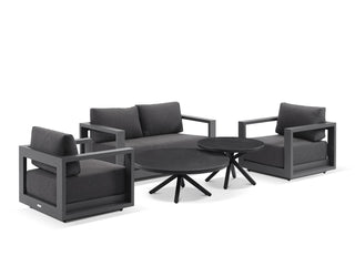 Milos Sofa Set | Outdoor Lounge Setting in Charcoal / Graphite / 4 Seater / Adele Coffee Table Set_1
