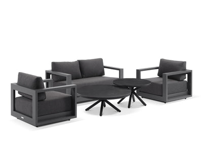 Milos Sofa Set | Outdoor Lounge Setting in Charcoal / Graphite / 4 Seater / Adele Coffee Table Set_1