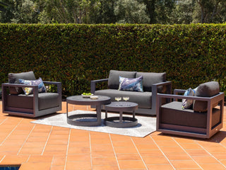Milos Sofa Set | Outdoor Lounge Setting in Charcoal / Graphite / 4 Seater / Aspen Coffee Table Set_1
