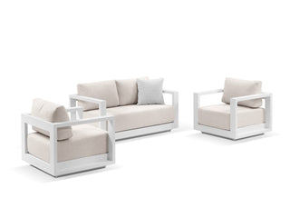 Milos Sofa Set | Outdoor Lounge Setting in White / Pebble / 4 Seater / Without Coffee Table_1
