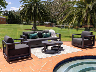 Milos Sofa Set | Outdoor Lounge Setting in Charcoal / Graphite / 5 Seater / Aspen Coffee Table Set_1