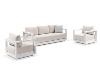 Milos Sofa Set | Outdoor Lounge Setting in White / Pebble / 5 Seater / Without Coffee Table_9