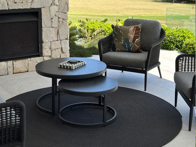 Bali Outdoor Lounge Setting in Charcoal / Carbon / Smoke / Milos Coffee Table Set_2