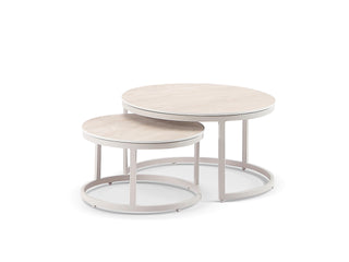 Milos Coffee Table Set in Dune / Travertino