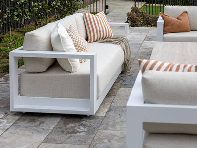 Milos Sofa Set | Outdoor Lounge Setting in White / Pebble / 5 Seater / Aspen Coffee Table Set_8