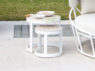 Bali 3pc Sofa Set | Outdoor Balcony Setting in White / Latte / Beech / Milos Side Table Set_6