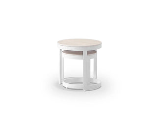 Milos Outdoor Side Table in White / Travertino 3