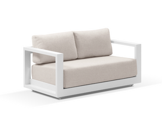 Milos Outdoor Lounge in White / Pebble / 2 Seater