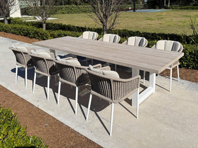 Modena Table & Bali Chairs | Outdoor Dining Setting in White / 9pc 290cm_10