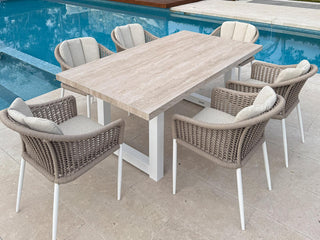 Modena Table & Bali Chairs | Outdoor Dining Setting in White / 7pc 180cm_10