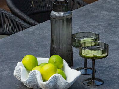 Modena Outdoor Dining Table in Charcoal / Dark Grey / 290x100cm - close-up.