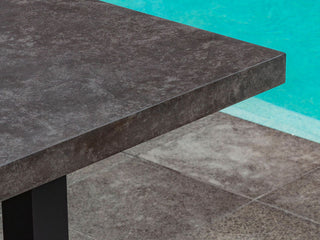 Modena Outdoor Dining Table in Charcoal / Dark Grey / 240x100cm - close-up.