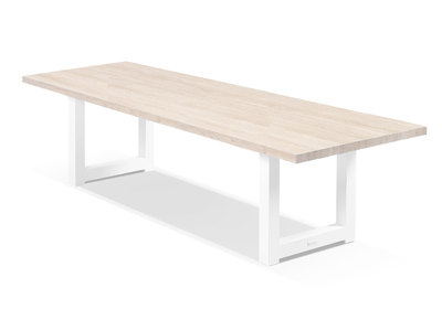 Modena Outdoor Dining Table in White / Travertino / 290x100cm