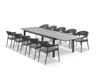 Mona Extension Table & Nivala Chairs | Outdoor Dining Setting in Charcoal / C22 / Black_1