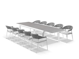 Mona Extension Table & Nivala Chairs | Outdoor Dining Setting in White / C22 / Frost Grey_1