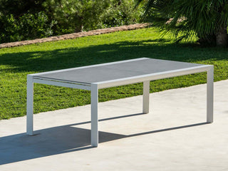 Mona Extension Outdoor Dining Table in White / C22 - close-up.