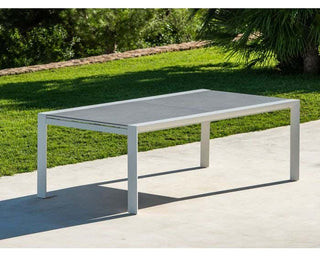 Mona Extension Table & Nivala Chairs | Outdoor Dining Setting in White / C22 / Frost Grey_4