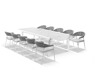 Mona Extension Table & Nivala Chairs | Outdoor Dining Setting in White / C55 / Frost Grey_1