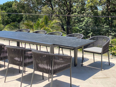 Mona Extension Outdoor Dining Table in Charcoal / C57 - detail 2.
