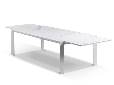 Mona Extension Table & Sevilla Chairs | Outdoor Dining Setting in White / C55 / Light Grey_13