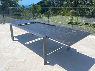 Mona Extension Table & Serang Chairs | Outdoor Dining Setting in Charcoal / C57 / Black_4