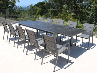 Mona Extension Table & Sevilla Chairs | Outdoor Dining Setting in Charcoal / C57 / Dark Grey_1