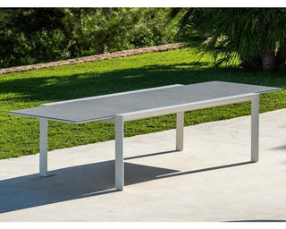 Mona Extension Table & Nivala Chairs | Outdoor Dining Setting in White / C22 / Frost Grey_3