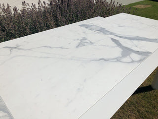 Mona Extension Table & Sevilla Chairs | Outdoor Dining Setting in White / C55 / Light Grey_17