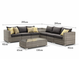Maldives Modular | Outdoor Lounge Setting in Moonscape / Canvas Coal / 6 Seater w/ Corner Table / Maldives Coffee Table_6