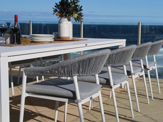 Adele Table & Nivala Chairs | Outdoor Dining Setting in White / Frost Grey / 11pc 280cm_7
